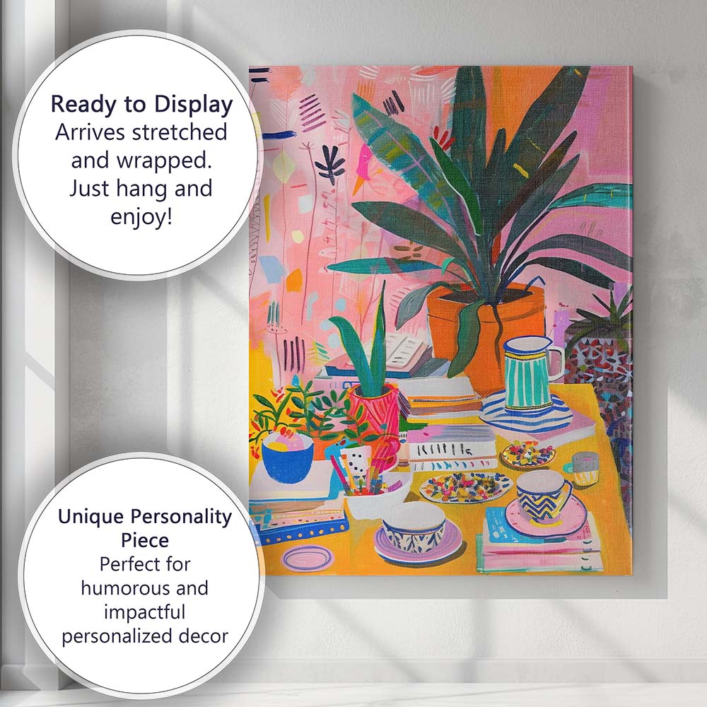 Colourful Creative Studio Interior Houseplants Contemporary Painting Canvas Wall Art Print Decor Picture Ready to Hang