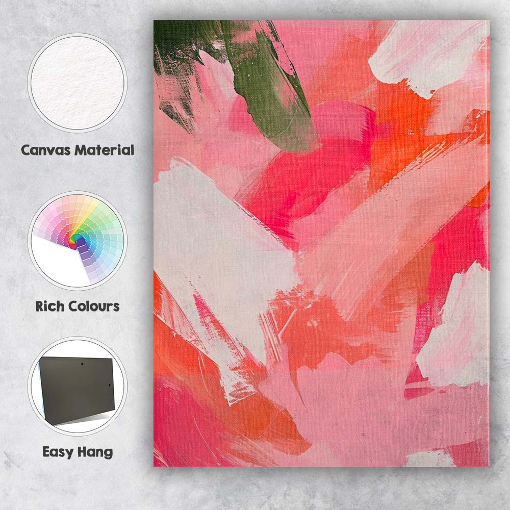 Pink Coral White Abstract Expressive Brushstroke Painting Canvas Wall Art Print Decor Picture Ready to Hang