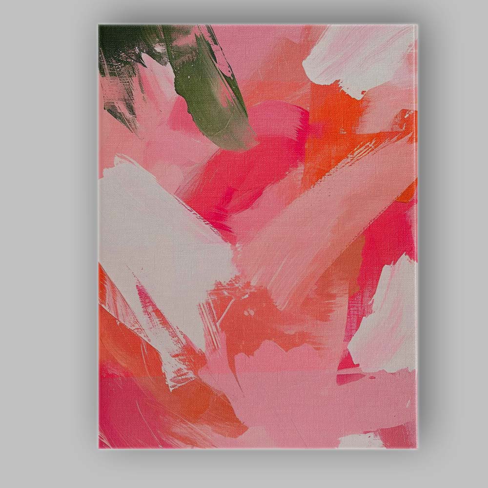Pink Coral White Abstract Expressive Brushstroke Painting Canvas Wall Art Print Decor Picture Ready to Hang