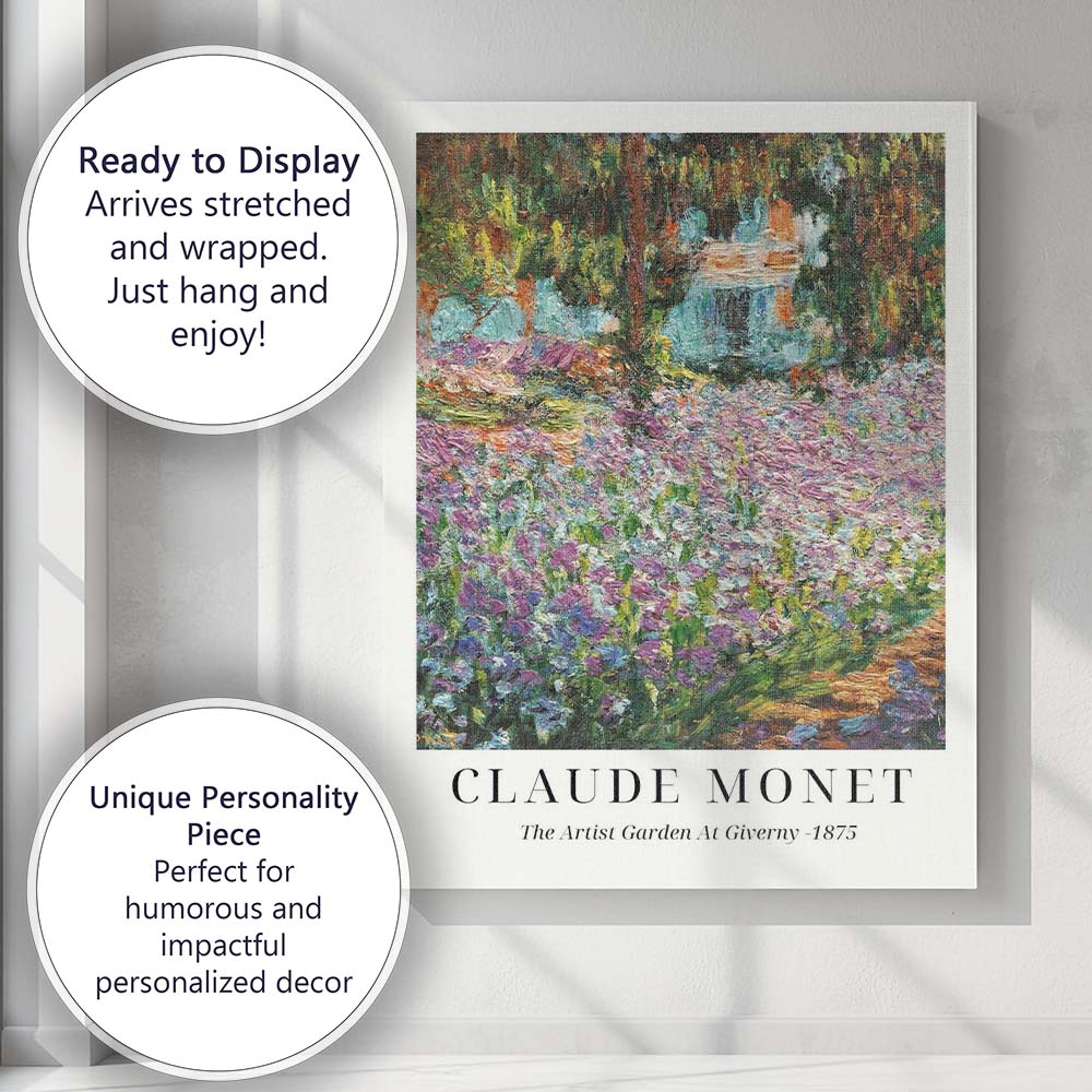 Claude Monet The Artist Garden At Giverny Impressionist Exhibition Poster Canvas Wall Art Print Decor Picture Ready to Hang
