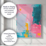 Pink Teal Mustard Abstract Modern Colour Block Painting Canvas Wall Art Print Decor Picture Ready to Hang