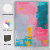 Pink Teal Mustard Abstract Modern Colour Block Painting Canvas Wall Art Print Decor Picture Ready to Hang