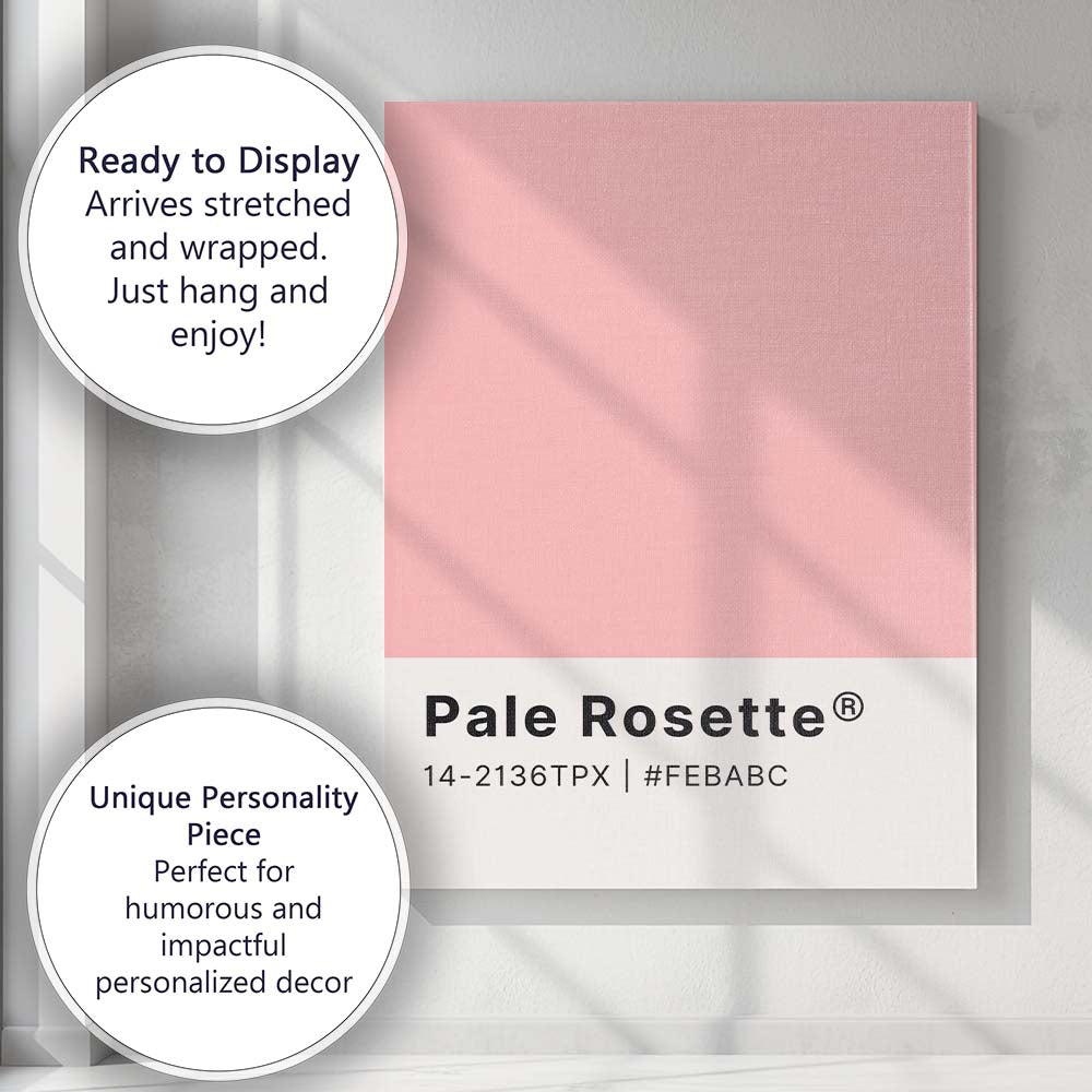 Pale Rosette Pink Colour Swatch Minimal Modern Design Canvas Wall Art Print Decor Picture Ready to Hang