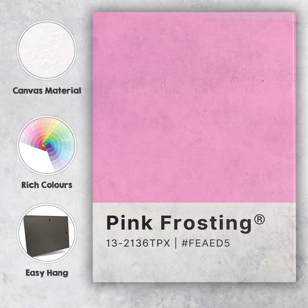 Pink Frosting Pink Colour Swatch Minimal Modern Design Canvas Wall Art Print Decor Picture Ready to Hang
