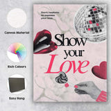 Show Your Love Romantic Pink Collage Typography Lips Heart Retro Canvas Wall Art Print Decor Picture Ready to Hang