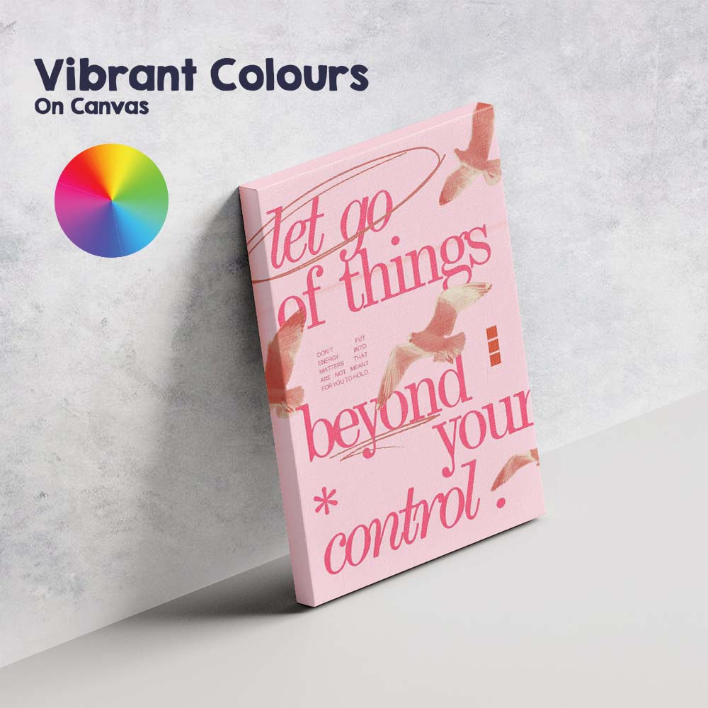 Soft Pink Let Go Of Things Beyond Your Control Inspirational Typography Birds Canvas Wall Art Print Decor Picture Ready to Hang