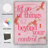Soft Pink Let Go Of Things Beyond Your Control Inspirational Typography Birds Canvas Wall Art Print Decor Picture Ready to Hang