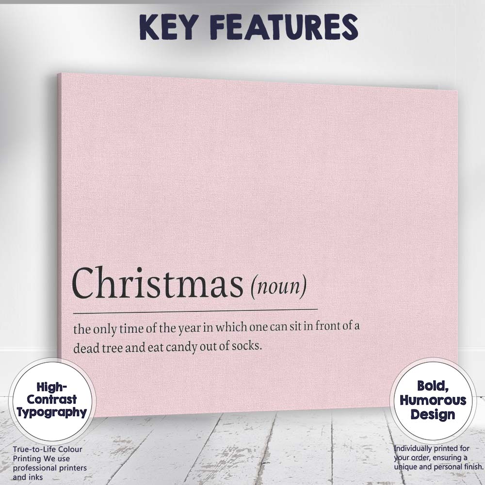 Minimal Blush Pink Christmas Humour Quote Typography Canvas Wall Art Print Decor Picture Ready to Hang