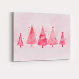 Minimalist Pink Watercolour Christmas Trees Festive Winter Forest Canvas Wall Art Print Decor Picture Ready to Hang