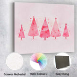 Minimalist Pink Watercolour Christmas Trees Festive Winter Forest Canvas Wall Art Print Decor Picture Ready to Hang