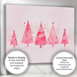 Minimalist Pink Watercolour Christmas Trees Festive Winter Forest Canvas Wall Art Print Decor Picture Ready to Hang
