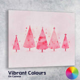 Minimalist Pink Watercolour Christmas Trees Festive Winter Forest Canvas Wall Art Print Decor Picture Ready to Hang