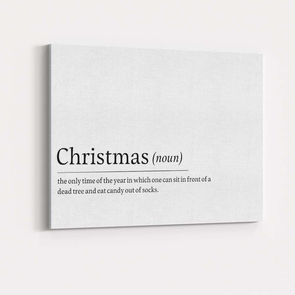 Funny Christmas Dictionary Definition Typography Quote Minimalist Canvas Wall Art Print Decor Picture Ready to Hang