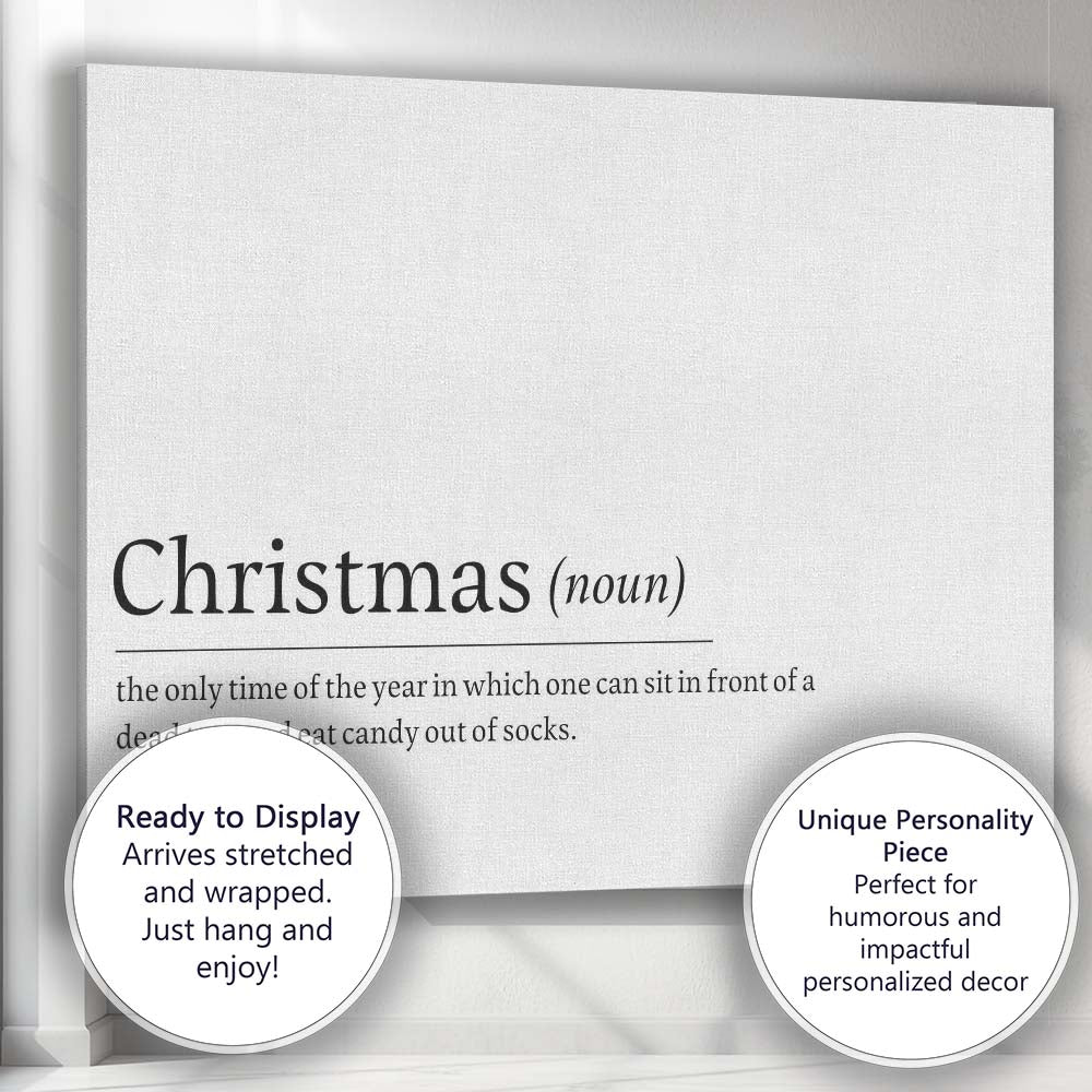 Funny Christmas Dictionary Definition Typography Quote Minimalist Canvas Wall Art Print Decor Picture Ready to Hang