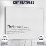 Funny Christmas Dictionary Definition Typography Quote Minimalist Canvas Wall Art Print Decor Picture Ready to Hang