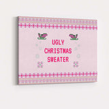 Pink Ugly Christmas Sweater Knitted Typography Festive Design Canvas Wall Art Print Decor Picture Ready to Hang