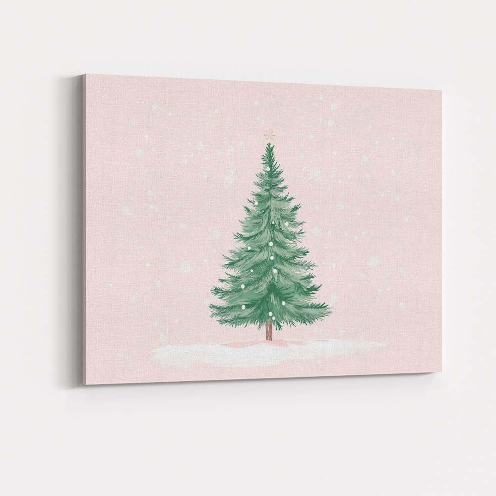 Minimalist Watercolour Christmas Tree Snowfall Winter Landscape Canvas Wall Art Print Decor Picture Ready to Hang