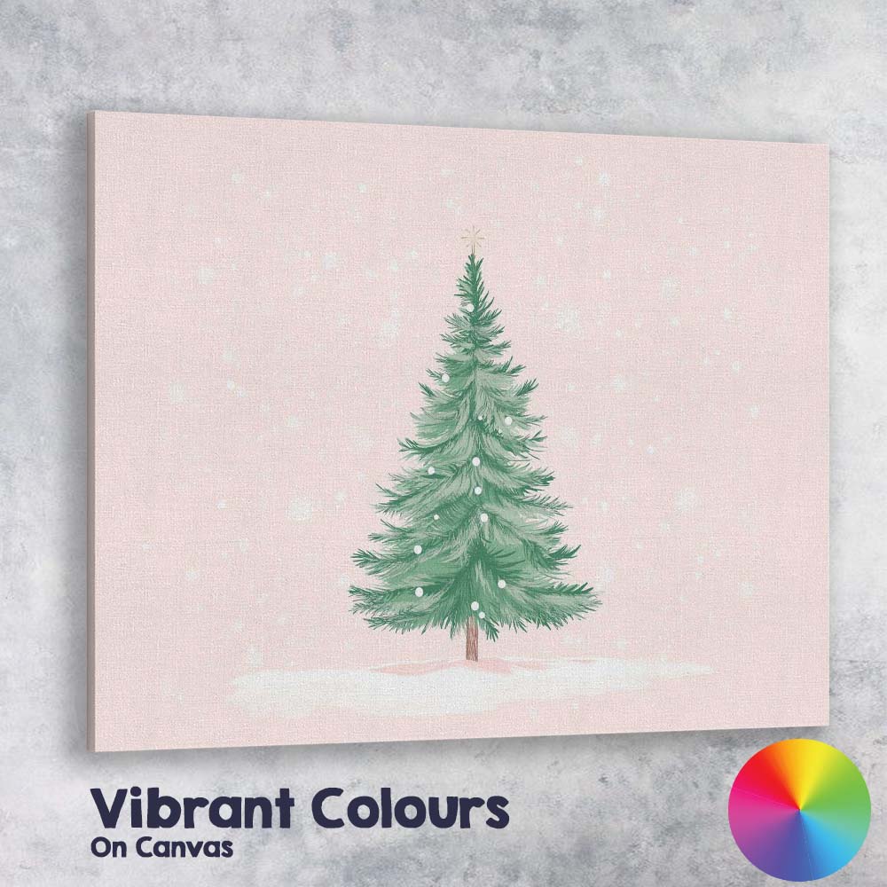Minimalist Watercolour Christmas Tree Snowfall Winter Landscape Canvas Wall Art Print Decor Picture Ready to Hang