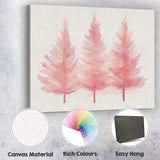 Soft Pink Watercolour Christmas Pine Trees Forest Canvas Wall Art Print Decor Picture Ready to Hang