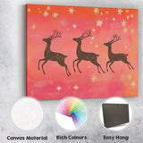 Rustic Reindeer Silhouette Gold Stars Christmas Night Canvas Wall Art Print Decor Picture Ready to Hang
