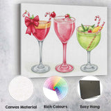 Festive Christmas Holiday Cocktail Drinks Watercolour Illustration Canvas Wall Art Print Decor Picture Ready to Hang