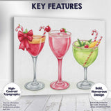 Festive Christmas Holiday Cocktail Drinks Watercolour Illustration Canvas Wall Art Print Decor Picture Ready to Hang