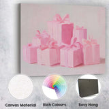 Pastel Pink Christmas Gift Boxes Holiday Presents Canvas Wall Art Print Decor Picture Ready to Hang