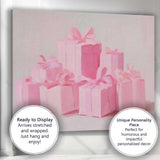 Pastel Pink Christmas Gift Boxes Holiday Presents Canvas Wall Art Print Decor Picture Ready to Hang