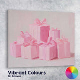 Pastel Pink Christmas Gift Boxes Holiday Presents Canvas Wall Art Print Decor Picture Ready to Hang