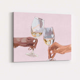 Christmas Champagne Toast Minimalist Festive Celebration Illustration Canvas Wall Art Print Decor Picture Ready to Hang