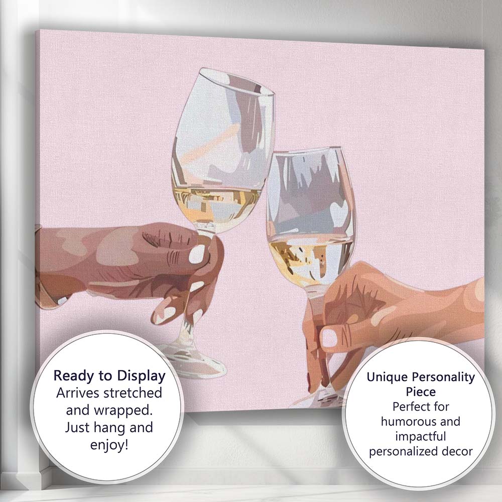 Christmas Champagne Toast Minimalist Festive Celebration Illustration Canvas Wall Art Print Decor Picture Ready to Hang