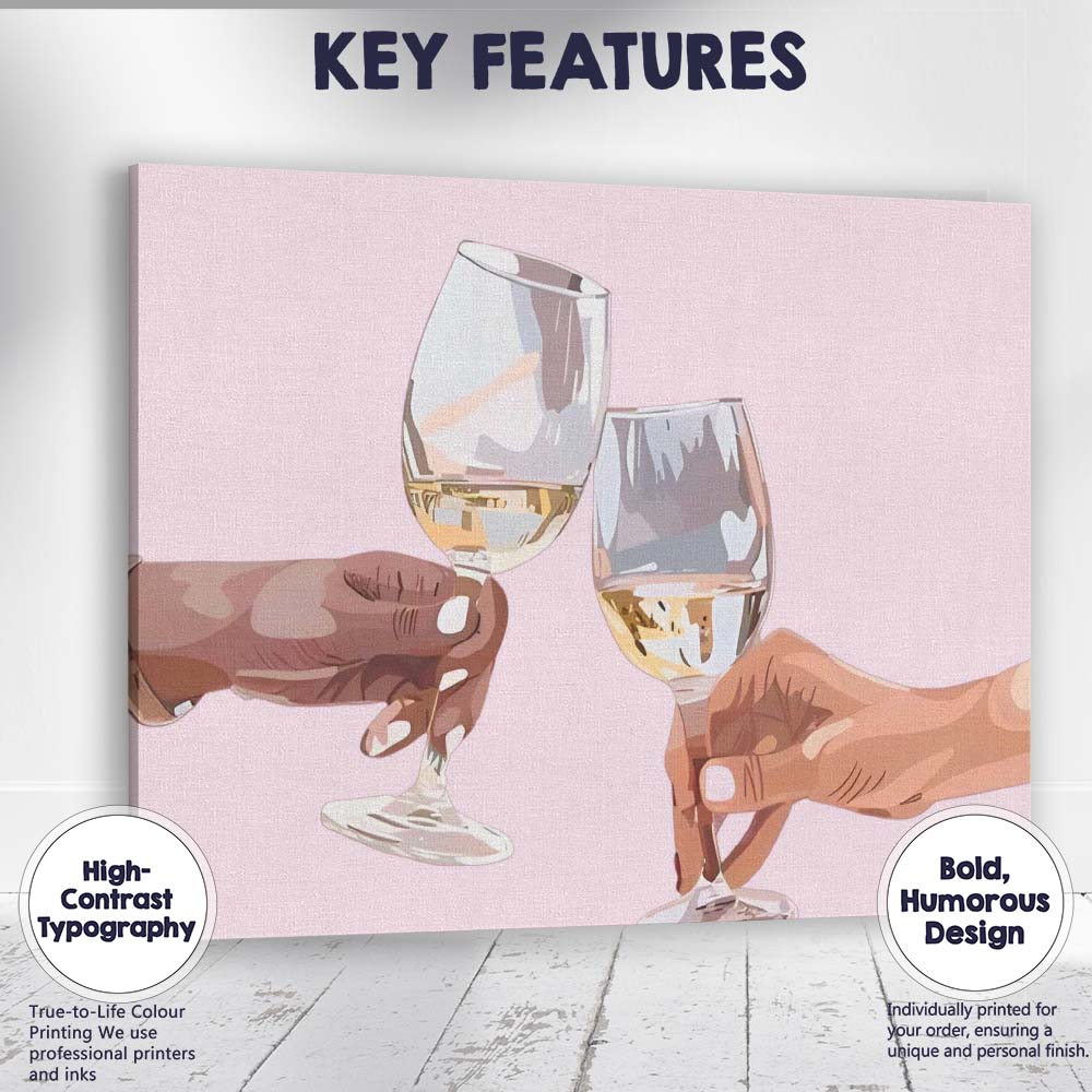 Christmas Champagne Toast Minimalist Festive Celebration Illustration Canvas Wall Art Print Decor Picture Ready to Hang