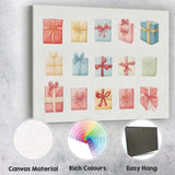 Pastel Christmas Gift Boxes Watercolour Present Collection Illustration Canvas Wall Art Print Decor Picture Ready to Hang