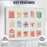 Pastel Christmas Gift Boxes Watercolour Present Collection Illustration Canvas Wall Art Print Decor Picture Ready to Hang