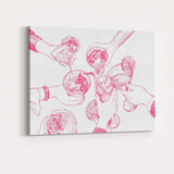 Pink Holiday Cocktail Party Hand Drawn Drinks Illustration Canvas Wall Art Print Decor Picture Ready to Hang