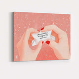 Pink Holiday Fortune Cookie Festive Quote Minimal Illustration Canvas Wall Art Print Decor Picture Ready to Hang