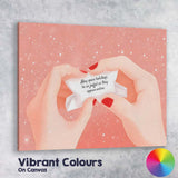 Pink Holiday Fortune Cookie Festive Quote Minimal Illustration Canvas Wall Art Print Decor Picture Ready to Hang