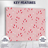 Cute Pink Candy Cane Christmas Seamless Repeat Pattern Canvas Wall Art Print Decor Picture Ready to Hang
