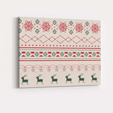 Scandinavian Christmas Fair Isle Reindeer Snowflake Nordic Pattern Canvas Wall Art Print Decor Picture Ready to Hang