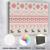 Scandinavian Christmas Fair Isle Reindeer Snowflake Nordic Pattern Canvas Wall Art Print Decor Picture Ready to Hang