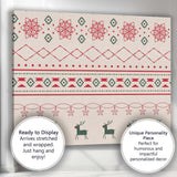 Scandinavian Christmas Fair Isle Reindeer Snowflake Nordic Pattern Canvas Wall Art Print Decor Picture Ready to Hang