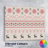 Scandinavian Christmas Fair Isle Reindeer Snowflake Nordic Pattern Canvas Wall Art Print Decor Picture Ready to Hang