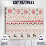 Scandinavian Christmas Fair Isle Reindeer Snowflake Nordic Pattern Canvas Wall Art Print Decor Picture Ready to Hang
