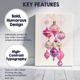 Elegant Pink Glass Christmas Baubles Hanging Watercolour Illustration Canvas Wall Art Print Decor Picture Ready to Hang