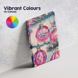 Luxury Pink Christmas Tree Baubles Festive Holiday Close Up Canvas Wall Art Print Decor Picture Ready to Hang