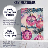 Luxury Pink Christmas Tree Baubles Festive Holiday Close Up Canvas Wall Art Print Decor Picture Ready to Hang