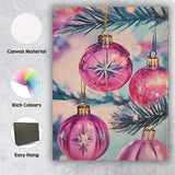 Luxury Pink Christmas Tree Baubles Festive Holiday Close Up Canvas Wall Art Print Decor Picture Ready to Hang