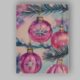 Luxury Pink Christmas Tree Baubles Festive Holiday Close Up Canvas Wall Art Print Decor Picture Ready to Hang