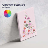 Minimalist Pink Christmas Tree Festive Icons Illustration Canvas Wall Art Print Decor Picture Ready to Hang