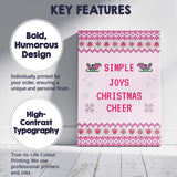 Pink Nordic Christmas Cheer Cross Stitch Typography Pattern Canvas Wall Art Print Decor Picture Ready to Hang
